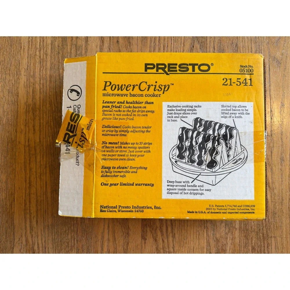 Presto PowerCrisp Microwave Bacon Cooker Black 05100 Healthy Cooking Tray